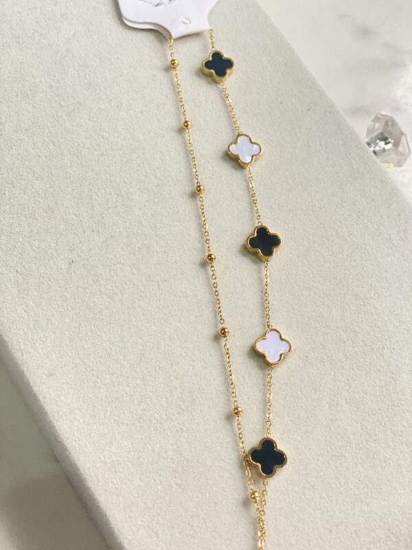 White & Black Leaf Bracelet